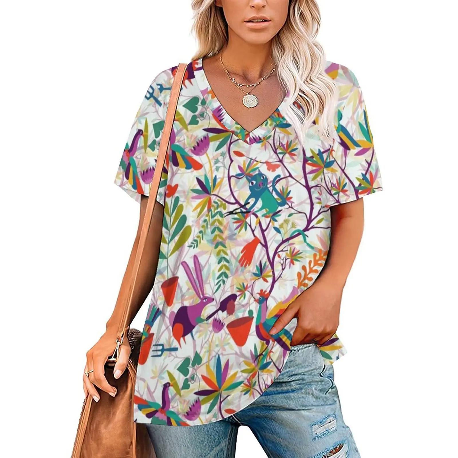 Colorful Leaves Print T-Shirt Gardeners Friends Cool Oversize T-Shirts Short-Sleeve V Neck Casual Tees Women Summer Retro Tops
Colorful Leaves Print T-Shirt Gardeners Friends Cool Oversize T-Shirts Short-Sleeve V Neck Casual Tees Women Summer Retro Tops