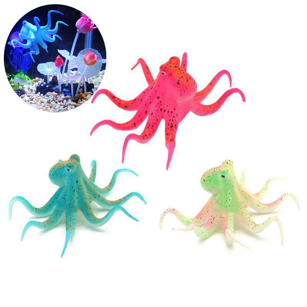 

Artificial Aquarium Floating Octopus Decoration Lifelike Fluorescent Fish Glowing Fish Tank Ornaments Underwater Landscape Decor