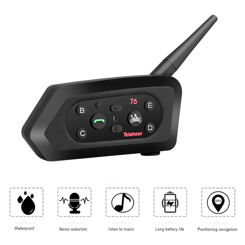 T6 Motorcycle Helmet Headset BT MP3 Player Communicator Helmet Intercom Earphone With 1200m Interphone For 6 Riders Headphone
T6 Motorcycle Helmet Headset BT MP3 Player Communicator Helmet Intercom Earphone With 1200m Interphone For 6 Riders Headphone