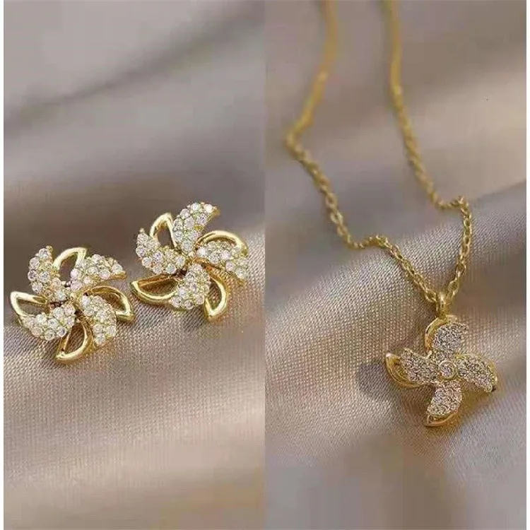 2022 New Rotatable Windmill Three-piece Jewelry Earrings Necklace Ring Windmill Pendant Creative Design Sense Metal Accessories
2022 New Rotatable Windmill Three-piece Jewelry Earrings Necklace Ring Windmill Pendant Creative Design Sense Metal Accessories