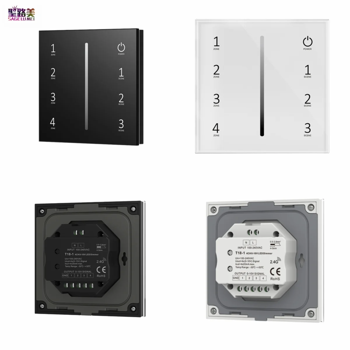 AC110V-240V 4 Zones Touch Panel 0-10V Dimmer T18-1 4CH Channel Glass Controller For SMD5050 Single color LED Strip Lights Ribbon
AC110V-240V 4 Zones Touch Panel 0-10V Dimmer T18-1 4CH Channel Glass Controller For SMD5050 Single color LED Strip Lights Ribbon