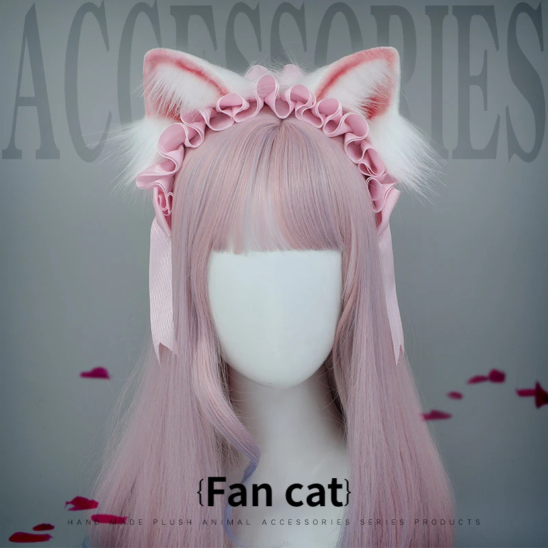 

Lolita Plush Hair Hoop Cat Ears Headwear Furry Hairband Cute Headpiece Anime Kitty Fancy Dress Cosplay Japanese Accessories
