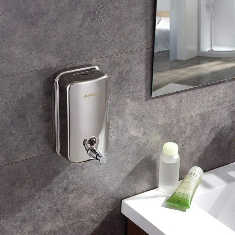 AIKE 500ml/1000ml Stainless Steel Manual Pump Soap Dispenser Wall Mount Push Style Leakproof Liquid Soap Dispenser for Bathroom
AIKE 500ml/1000ml Stainless Steel Manual Pump Soap Dispenser Wall Mount Push Style Leakproof Liquid Soap Dispenser for Bathroom