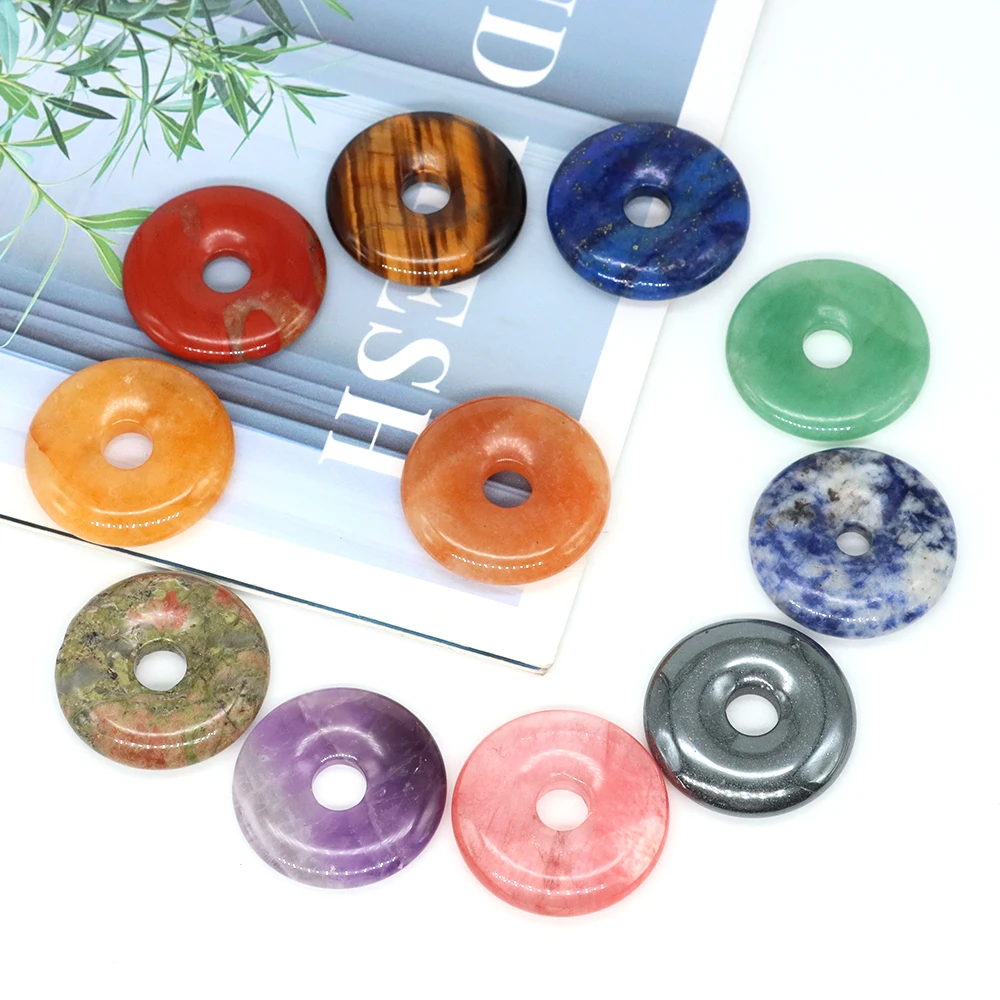30mm Natural Stone Doughnut Pendant Amethyst Rose Quartz Healing Crystal Carved Amulet DIY Earring Necklace Fashion Jewelry Gift
30mm Natural Stone Doughnut Pendant Amethyst Rose Quartz Healing Crystal Carved Amulet DIY Earring Necklace Fashion Jewelry Gift