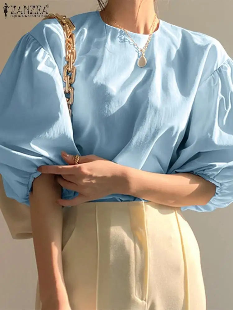 Summer OL Work Shirt ZANZEA Women Elegant Puff Sleeve Blouse Party Tunic Tops Female Casual Solid Holiday Blusas Mujer Oversized
Summer OL Work Shirt ZANZEA Women Elegant Puff Sleeve Blouse Party Tunic Tops Female Casual Solid Holiday Blusas Mujer Oversized