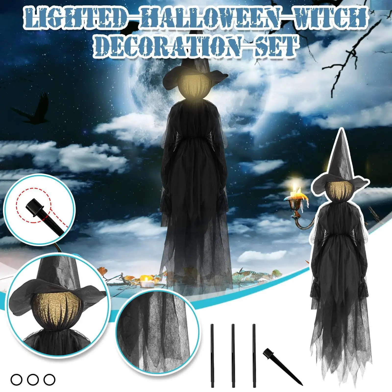 

2022 Halloween Light-up Witches Ghost 170cm Halloween Decoration Horror Props Creepy Skeleton For Halloween Decor Voice Control