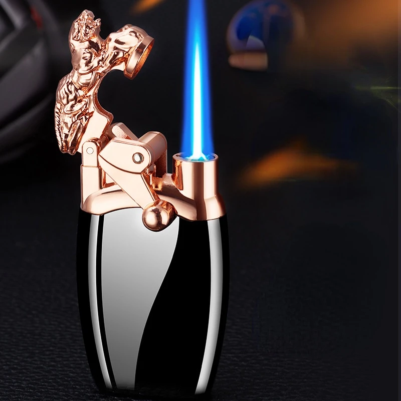 

Creative Embossed Tiger Head Rocker Arm Straight Into Inflatable Windproof Lighter Smoking Accessories for Weed Gadgets for Men