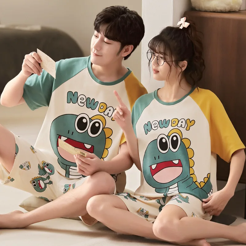 Summer Couple Pajamas Sets Women Men Korean Cartoon Dinosaur Kawaii Cotton Sleepwear Short Sleeve Pyjamas Boy Girl Leisure Wear
Summer Couple Pajamas Sets Women Men Korean Cartoon Dinosaur Kawaii Cotton Sleepwear Short Sleeve Pyjamas Boy Girl Leisure Wear