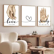 Personalized Family Hands Set 3 Of Poster Lovers Gifts Canvas Painting Nordic Art Print Abstract Wall Pictures Living Room Decor
