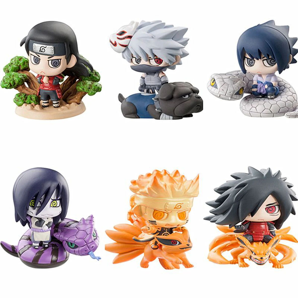 

Naruto Animation Peripheral Toys Model Mosquito Eye Shape Figure Q Version Statue Egg Carton Naruto Sasuke Kakashi Orochimaru