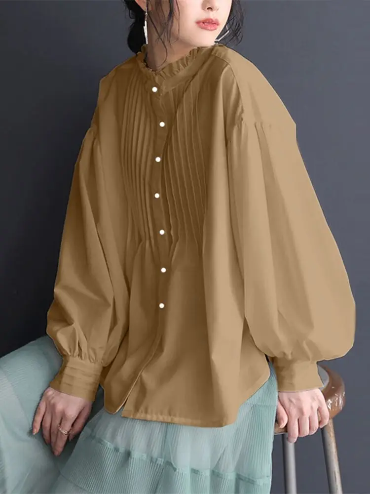 ZANZEA Fashion Pleated Tops Women OL Solid Blouse 2022 Spring Long Sleeve Shirt Casual Ruffle Lace Up Blusa White Tunic Oversize
ZANZEA Fashion Pleated Tops Women OL Solid Blouse 2022 Spring Long Sleeve Shirt Casual Ruffle Lace Up Blusa White Tunic Oversize