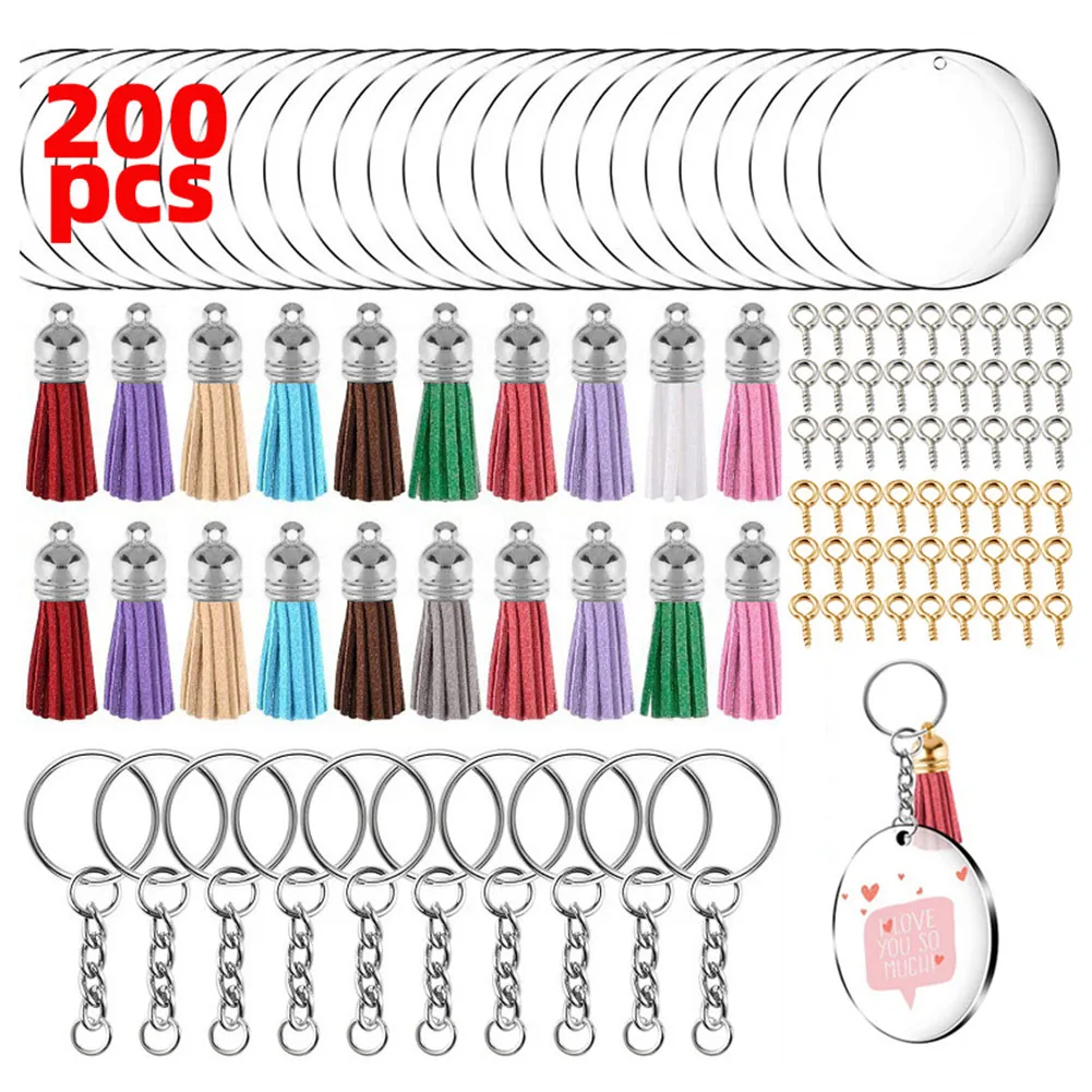 30pcs DIY Keychain Making Kits Acrylic Blanks With Key Rings Clear Discs Tassel Pendants For Making Gift Tags Pendant Decoration
30pcs DIY Keychain Making Kits Acrylic Blanks With Key Rings Clear Discs Tassel Pendants For Making Gift Tags Pendant Decoration