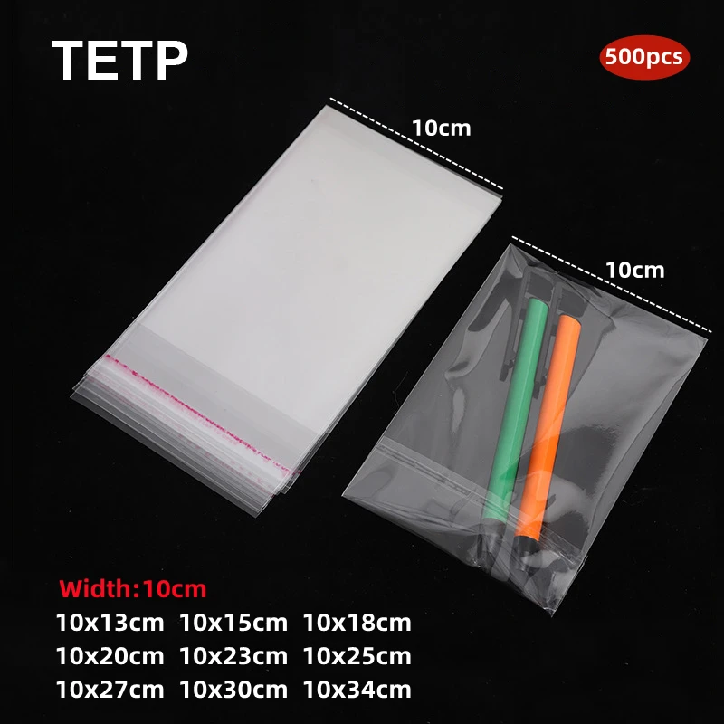 

TETP 500Pcs Width 10cm Self Adhesive Bags Brush Make-up Mirror Accessories Card Storage Packaging OPP Plastic Bag Wholesale