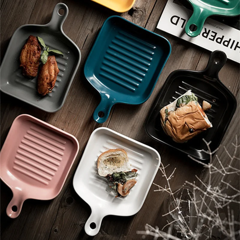 Nordic Handle Ceramic Plate Tableware Fruit Breakfast Plate Creative Baking Baked Rice Plate Western Food Household Dinner Plate
Nordic Handle Ceramic Plate Tableware Fruit Breakfast Plate Creative Baking Baked Rice Plate Western Food Household Dinner Plate