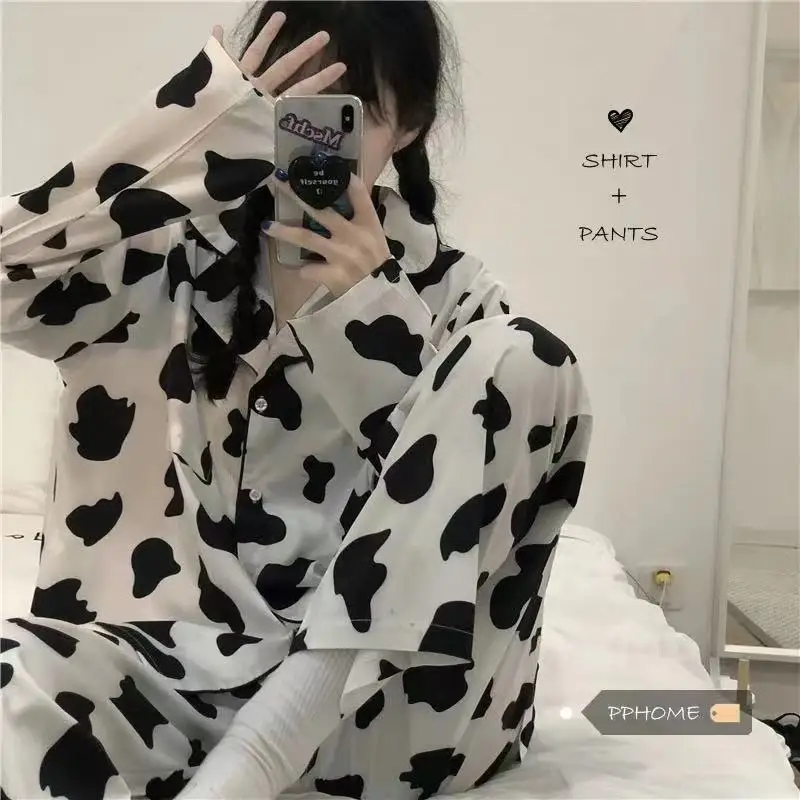 New Net Red Ins Wind Spring and Autumn Pajamas Women Long-sleeved Japanese Korean Sweet Confinement Home Service Pajama Sets
New Net Red Ins Wind Spring and Autumn Pajamas Women Long-sleeved Japanese Korean Sweet Confinement Home Service Pajama Sets