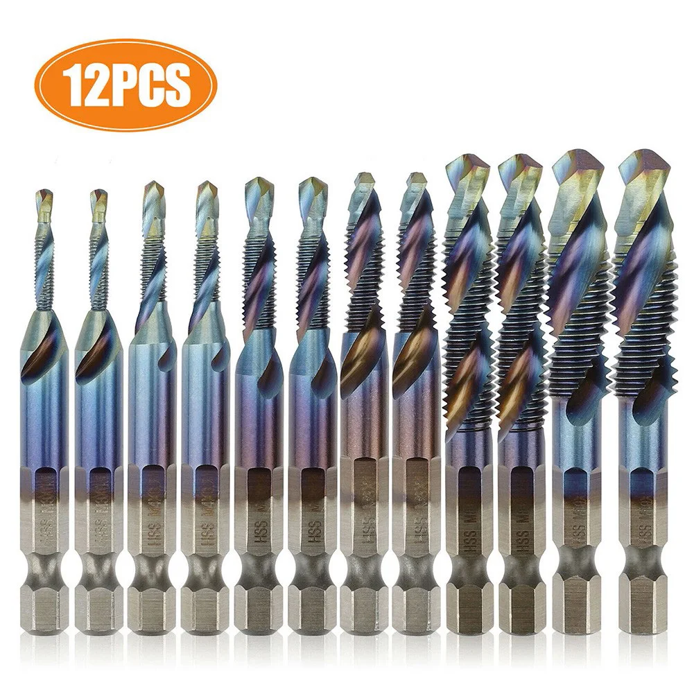 12pcs/set Taps Drill Bit M3-M10 HSS 1/4 Inch Hex Shank Countersink Deburr Drill Bits Set For Metal Wood Plastic Drilling Tapping
12pcs/set Taps Drill Bit M3-M10 HSS 1/4 Inch Hex Shank Countersink Deburr Drill Bits Set For Metal Wood Plastic Drilling Tapping