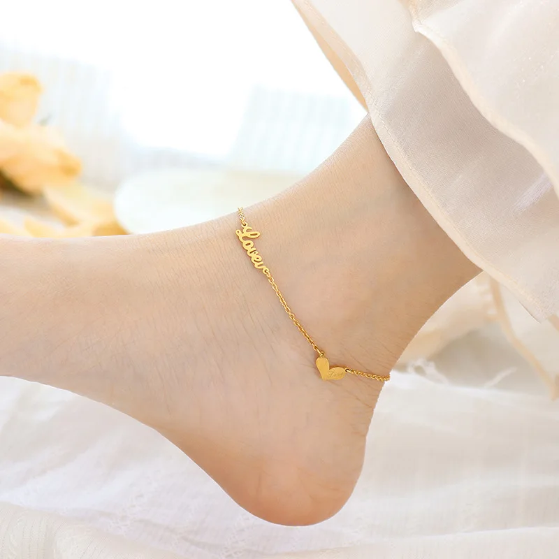YAONUAN Korean College Style English Letter Heart Anklet For Women Gold Plated Titanium Steel Party Jewelry Accessories Gifts
YAONUAN Korean College Style English Letter Heart Anklet For Women Gold Plated Titanium Steel Party Jewelry Accessories Gifts