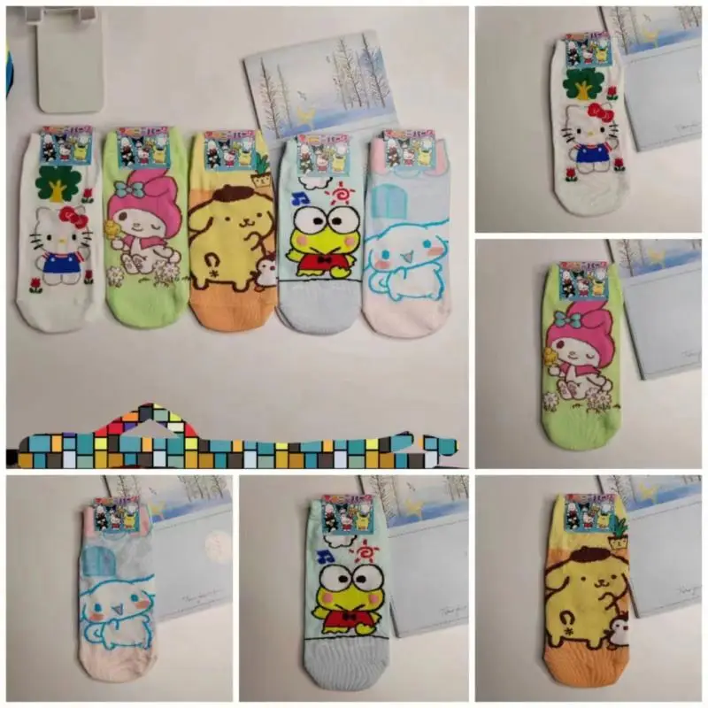 

Короткие носки Sanrio My Melody Hello Kitty Cinnamoroll, милые Мультяшные аниме летние студенческие носки-лодочки, игрушки для девочек, 3 шт.