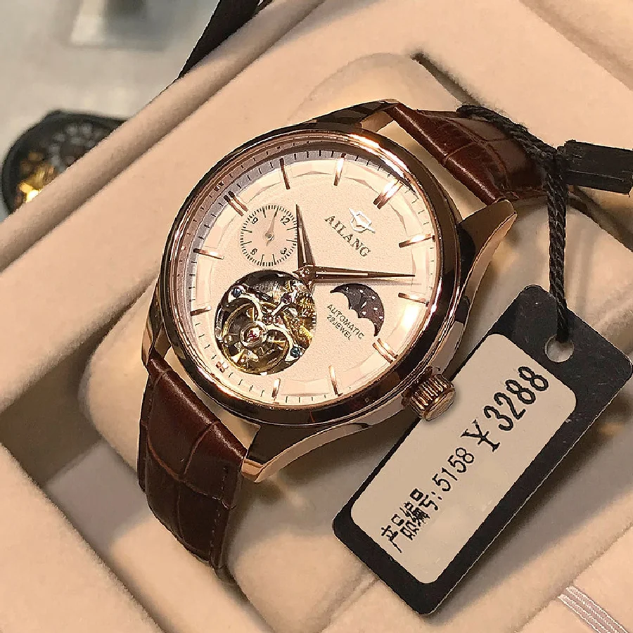 AILANG New Luxury Men's Luminous Automatic Mechanical Watch Simple Waterproof Leather Tourbillon Watches Relogio Masculino 8607C
AILANG New Luxury Men's Luminous Automatic Mechanical Watch Simple Waterproof Leather Tourbillon Watches Relogio Masculino 8607C