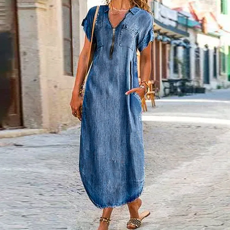 2023 Summer Elegant Commuter Women's Dress Stylish Soft Loose V-Neck Zipper Design Long Dress Ottd
2023 Summer Elegant Commuter Women's Dress Stylish Soft Loose V-Neck Zipper Design Long Dress Ottd
