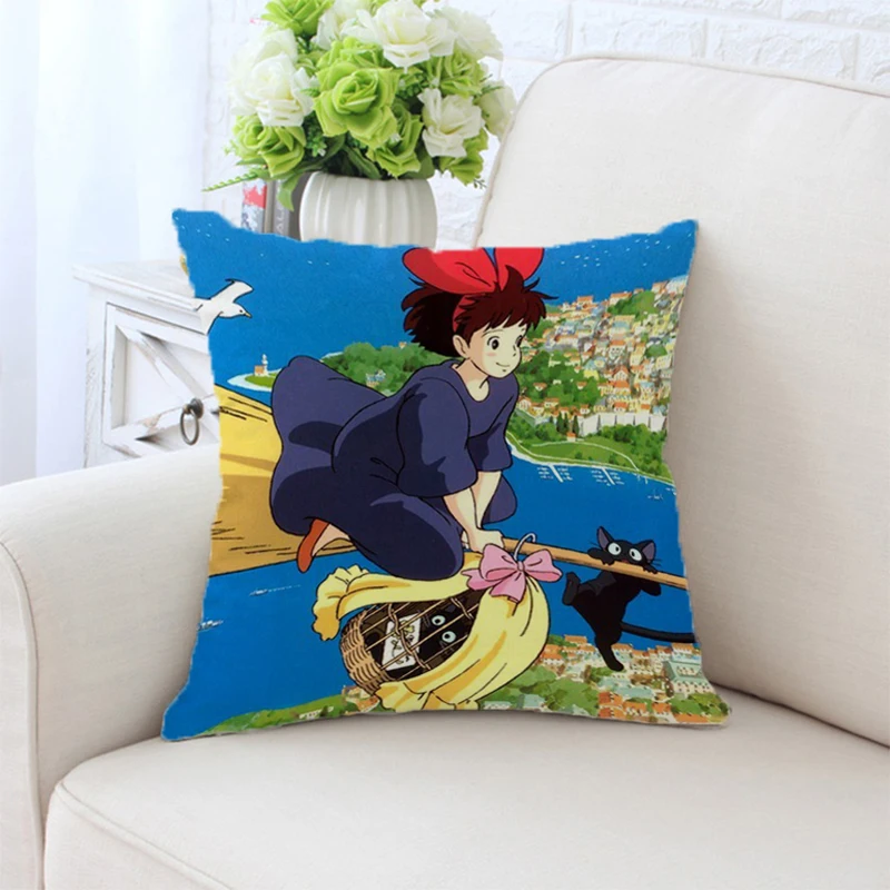 

Cushion Covers Pillow Silk Cover H-Hayao Miyazaki Animation Decorative Cushions for Sofa Pillows Body Pillowcase Pillowcases Bed