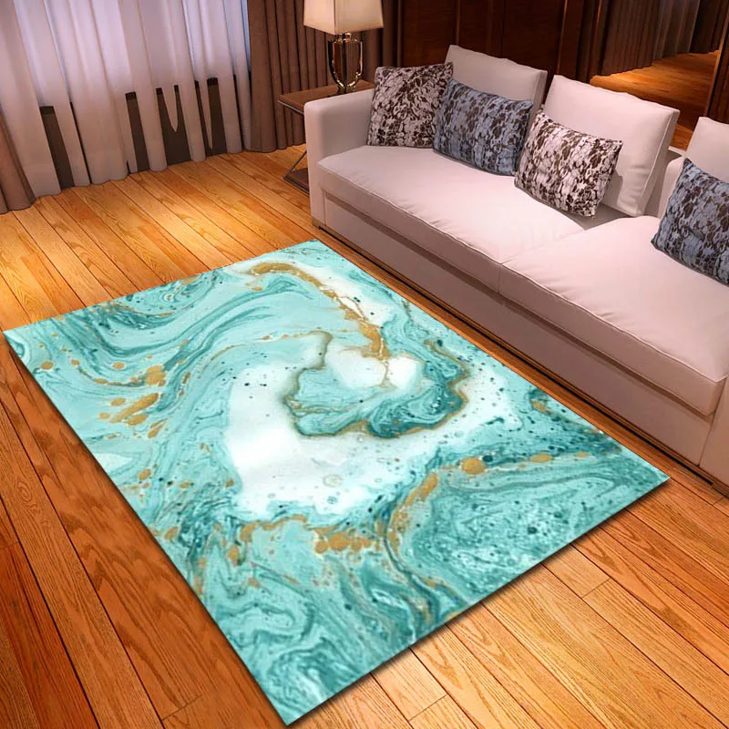 

Modern Living Room Carpet Large Marble Print Home Bedroom Rug Kitchen Mat Flannel Memory Foam Floor Area Rug Anti-Skid Doormat