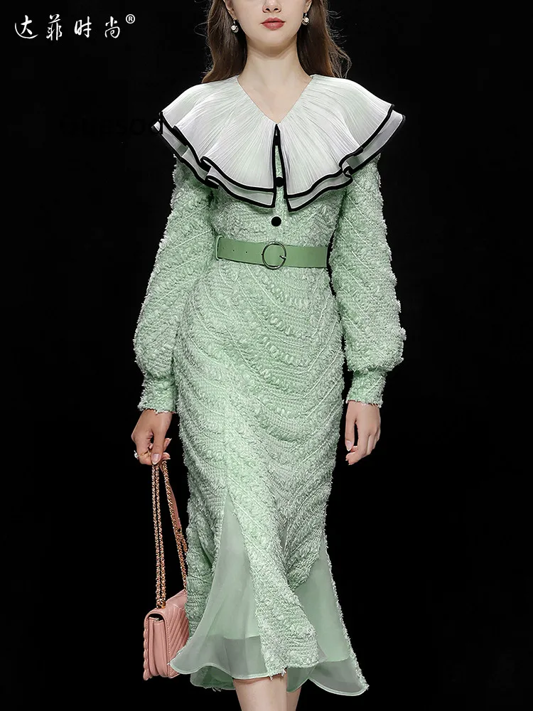 Women Knitting Dress Autumn Winter Female 2022 Elegant Bean Green Lantern Sleeve Slim Waist Knitting Dress New
Women Knitting Dress Autumn Winter Female 2022 Elegant Bean Green Lantern Sleeve Slim Waist Knitting Dress New