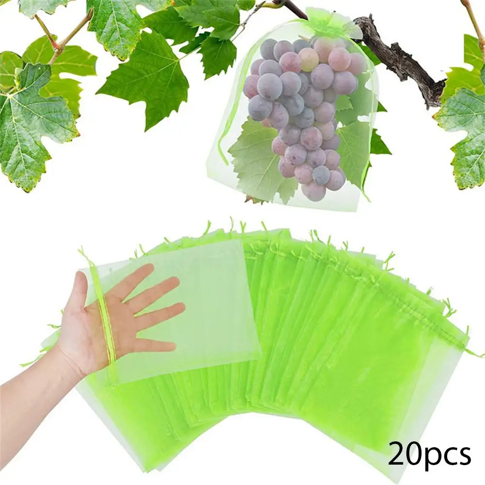 

20pcs Grape Protection Bag Grow Bag Mesh Fruit Pest Control Products Breathable Gauze Strawberry Seedling Bags Organza