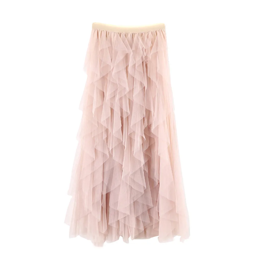 

Тюлевая длинная юбка макси JAYCOSIN, женская модная Милая Розовая плиссированная юбка в Корейском стиле с высокой талией, сетчатые женские юбки в эстетике