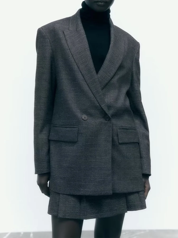 TRAF Winter 2022 Women Loose Double Breasted Blazer Coat Long Sleeve Flip Pocket Suit Jacket Female Casual All-match Tops
TRAF Winter 2022 Women Loose Double Breasted Blazer Coat Long Sleeve Flip Pocket Suit Jacket Female Casual All-match Tops