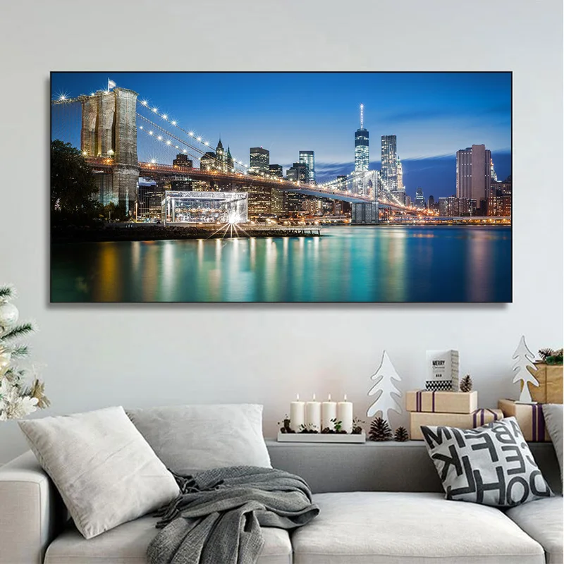 New York City Wall Decor Night View Brooklyn Bridge Wall Art Modern Landscape Canvas Painting Posters Prints For Living Room
New York City Wall Decor Night View Brooklyn Bridge Wall Art Modern Landscape Canvas Painting Posters Prints For Living Room