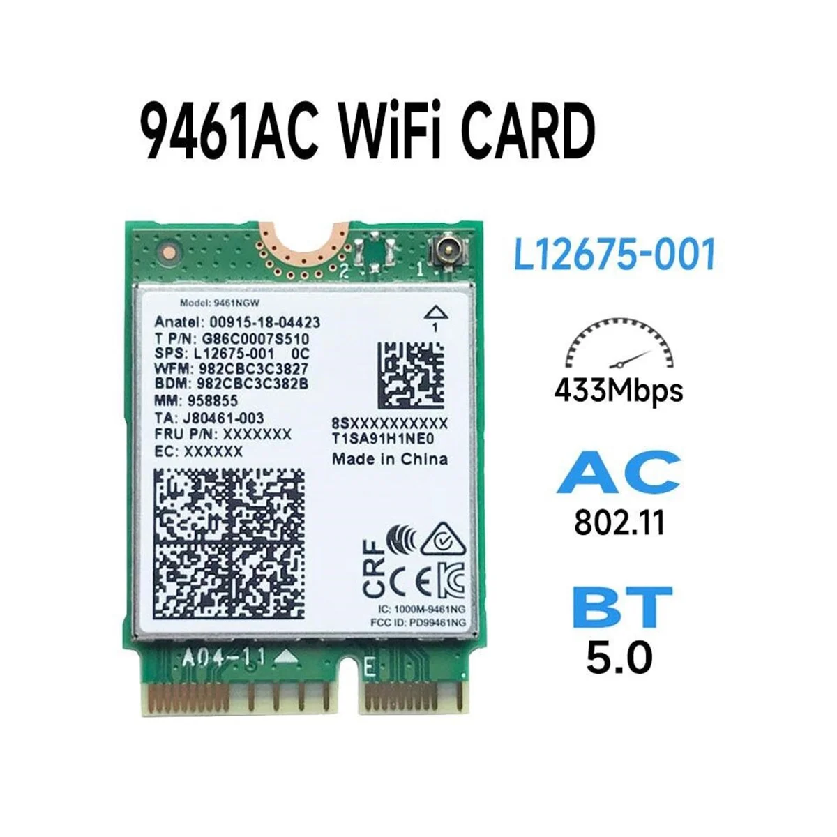 For Intel 9461NGW WiFi Card+Baffle Kit AC 9461 2.4G/5G Dual Band 802.11AC M2 Key E CNVI Bluetooth 5.0 Wireless Adapter
For Intel 9461NGW WiFi Card+Baffle Kit AC 9461 2.4G/5G Dual Band 802.11AC M2 Key E CNVI Bluetooth 5.0 Wireless Adapter
