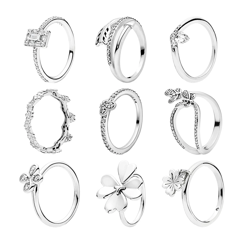 925 Sterling Silver Couple Finger Rings For Women Fine Jewelry Zircon Stones Ice Arrow Wish Four Leaf Flower Crown Butterfly
925 Sterling Silver Couple Finger Rings For Women Fine Jewelry Zircon Stones Ice Arrow Wish Four Leaf Flower Crown Butterfly