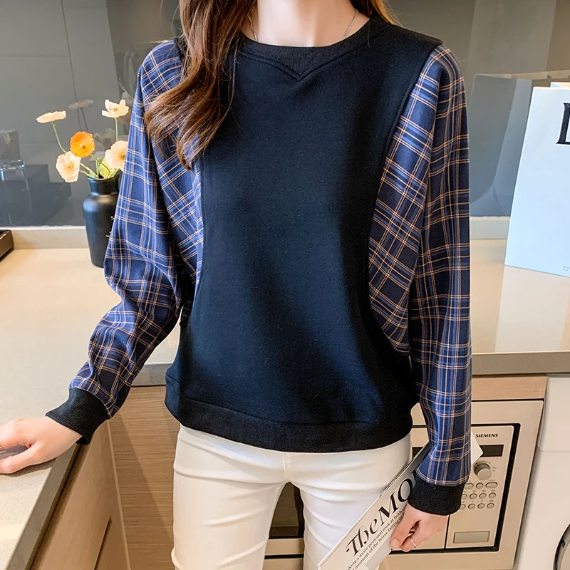 Summer New Women's Sweatshirts O Collar Cotton Casual Fashion Lady Long Sleeve Stitching
Summer New Women's Sweatshirts O Collar Cotton Casual Fashion Lady Long Sleeve Stitching
