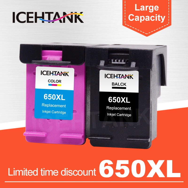 

ICEHTANK Compatible 650XL Ink Cartridge Replacement For HP 650 For HP650 XL Deskjet 1015 1515 2515 2545 2645 3515 4645 Printer