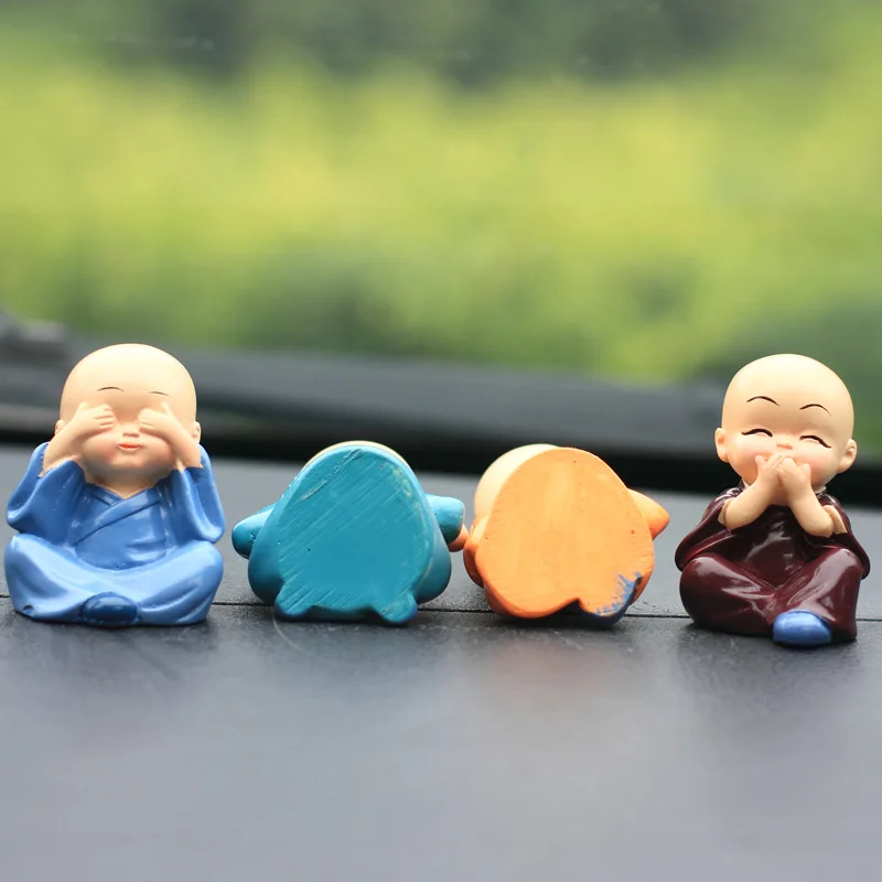 

Hot Selling Resin 4 Is Not Small Monk Zen Little Novice Monk Car Accessories Flower Pot Furnishings Creative And Practical Gifts