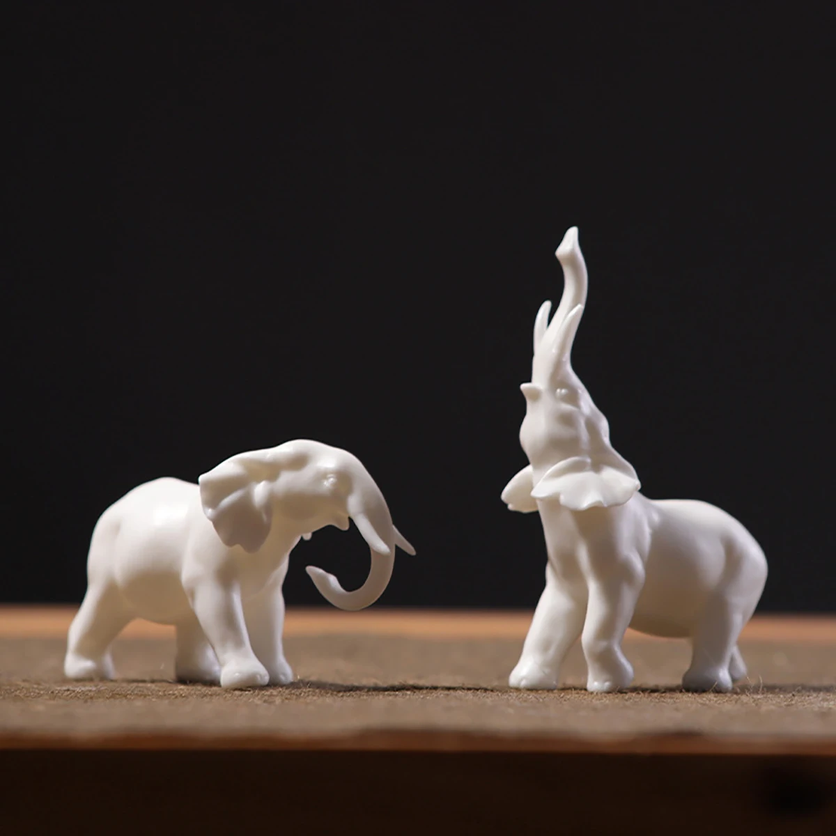 

China White Elephant Blanc De Chine Artwork Dehua Ceramic Handicraft Mini Animal Figurine Art Collections Neo Chinese Decor