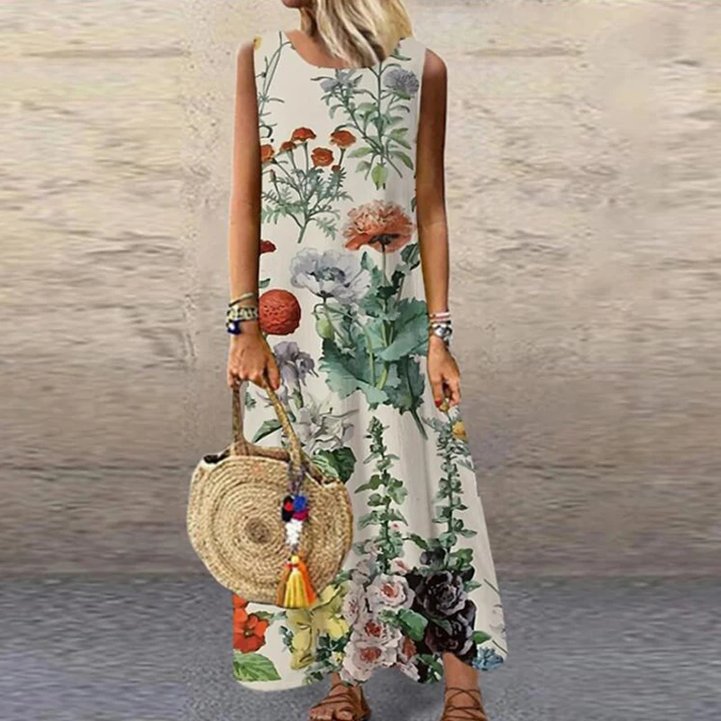 Vintage Floral Printed Women Sleeveless Sundress Summer Loose Casual Beach Long Dress Ladies Bohemia Maxi Dresses Party Vestidos
Vintage Floral Printed Women Sleeveless Sundress Summer Loose Casual Beach Long Dress Ladies Bohemia Maxi Dresses Party Vestidos