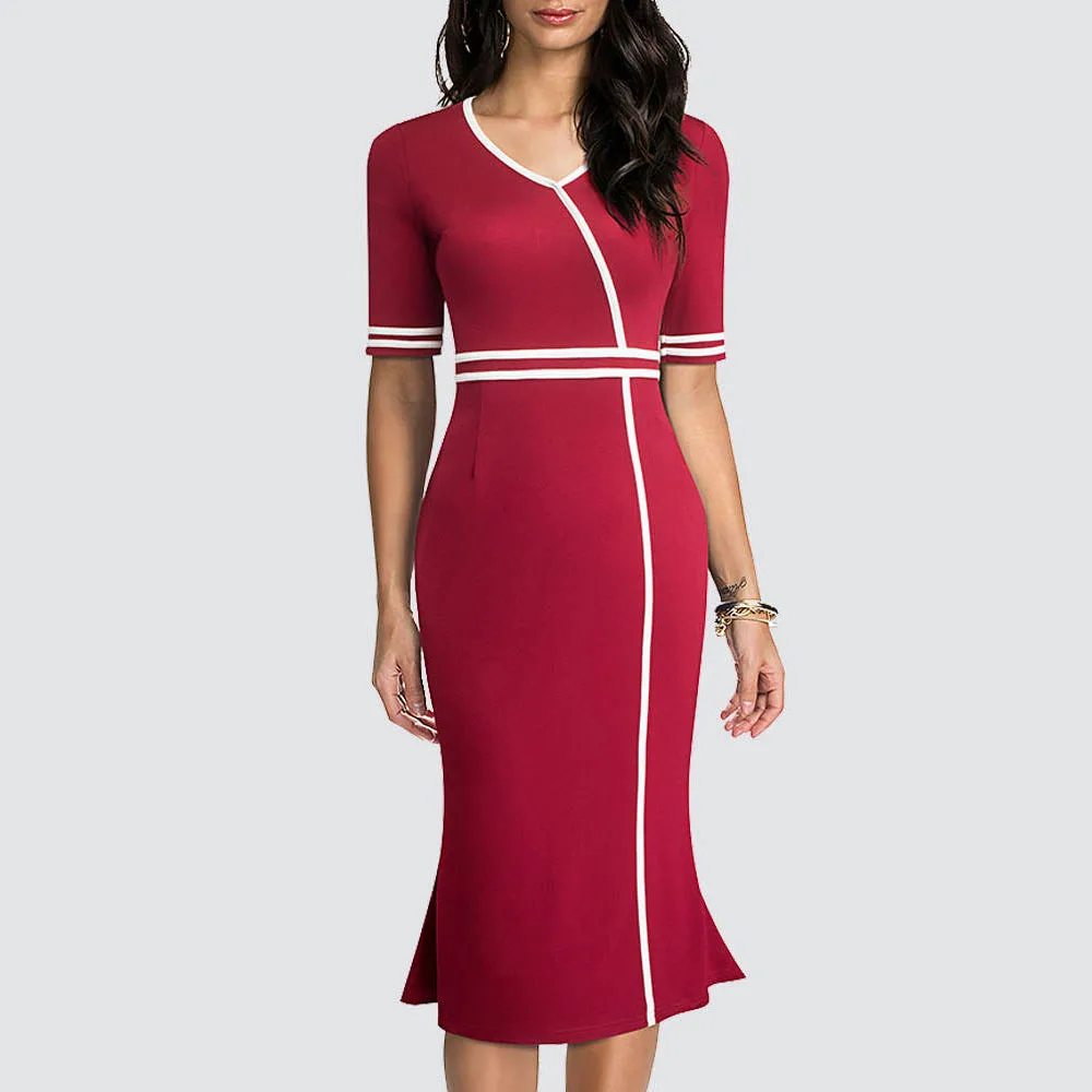Autumn Women Elegant Patchwork Formal Business Vintage Bodycon Mermaid Midi Dress 1HB604
Autumn Women Elegant Patchwork Formal Business Vintage Bodycon Mermaid Midi Dress 1HB604