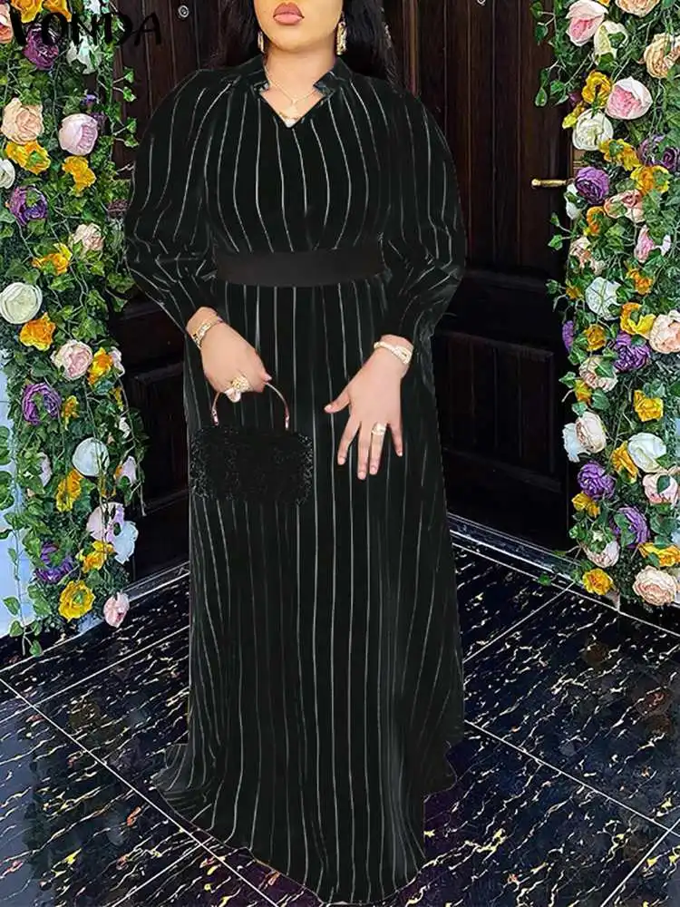 VONDA Bohemian Maxi Dress 2023 Summer Women Long Lantern Sleeve Casual V Neck Striped Printed Party Vestidos Loose Belted Robe
VONDA Bohemian Maxi Dress 2023 Summer Women Long Lantern Sleeve Casual V Neck Striped Printed Party Vestidos Loose Belted Robe