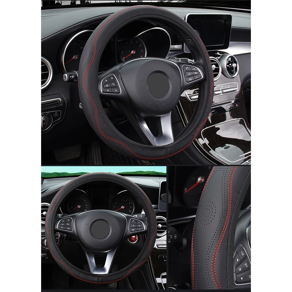 PU Leather Car Good Grip Steering Wheel Cover For 15\\\"/37-38CM Comfortable Black and Red General Replacement Accessories
PU Leather Car Good Grip Steering Wheel Cover For 15\\\"/37-38CM Comfortable Black and Red General Replacement Accessories