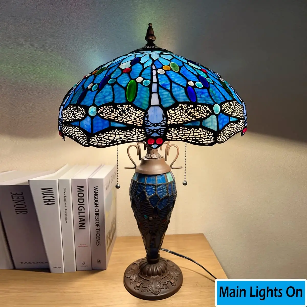 Tiffany Table Lamp 3-Light with Nightlight Rustic Antique Blue Dragonfly Style Desk Light For Home Office Living Room Bedroom
Tiffany Table Lamp 3-Light with Nightlight Rustic Antique Blue Dragonfly Style Desk Light For Home Office Living Room Bedroom
