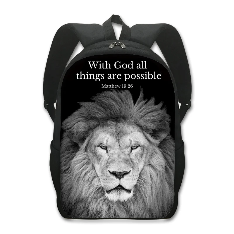With God All Things Are Possible Lion Backpack Bible Verse Rucksack for Travel Laptop Backpack Children School Bags Kids Bookbag
With God All Things Are Possible Lion Backpack Bible Verse Rucksack for Travel Laptop Backpack Children School Bags Kids Bookbag