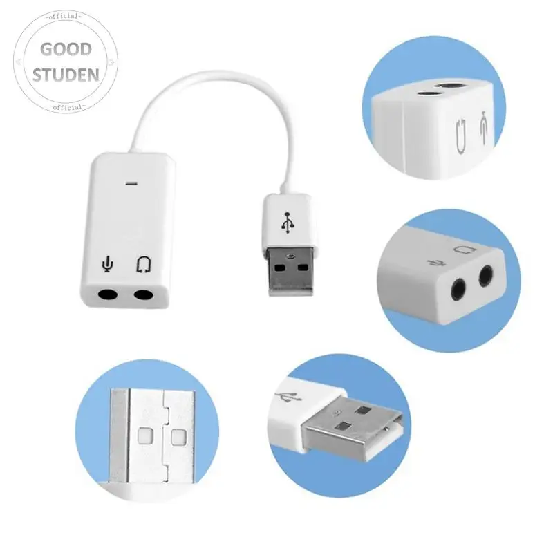 USB Sound Card Virtual 7.1 3D External USB Audio Adapter USB To Jack 3.5mm Earphone Micphone Sound Card For Laptop Notebook PC
USB Sound Card Virtual 7.1 3D External USB Audio Adapter USB To Jack 3.5mm Earphone Micphone Sound Card For Laptop Notebook PC