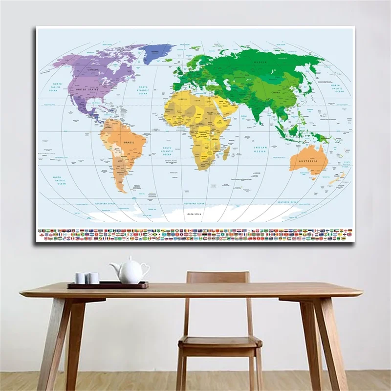 Map of The World with National Flags 59*42cm Wall Art Poster and Prints Living Room Home Decoration Classroom Supplies 
Map of The World with National Flags 59*42cm Wall Art Poster and Prints Living Room Home Decoration Classroom Supplies