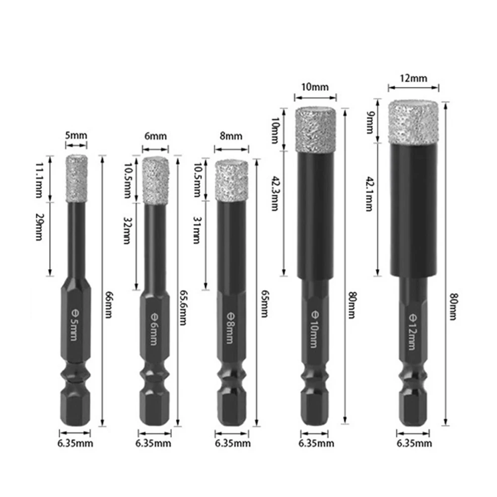 5PCS Vaccum Brazed Diamond Dry Drill Bits Hole Saw For Marble Ceramic Tile Stone Wax Inside For Cooling 5/6/8/10/12mm Drill Bit
5PCS Vaccum Brazed Diamond Dry Drill Bits Hole Saw For Marble Ceramic Tile Stone Wax Inside For Cooling 5/6/8/10/12mm Drill Bit