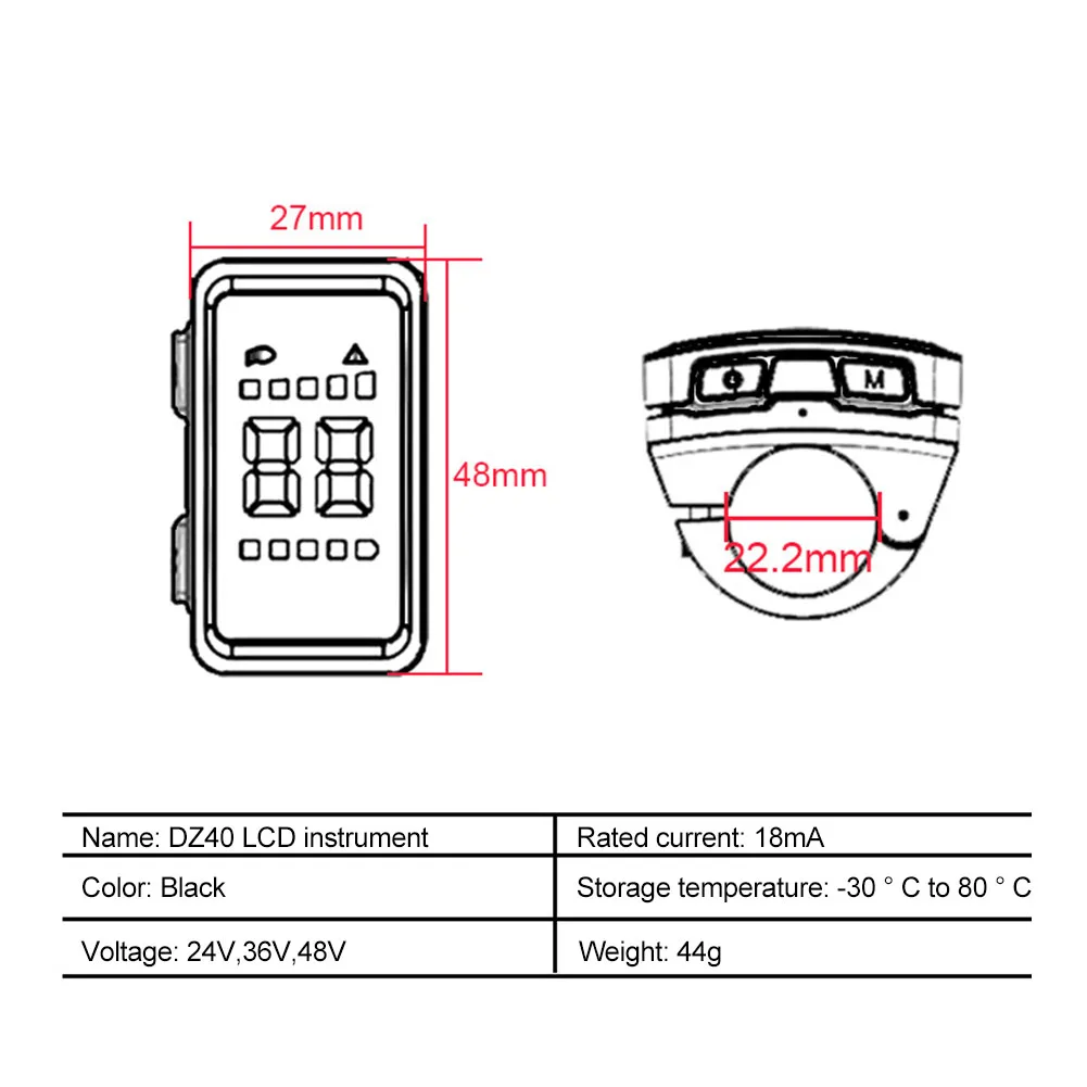Electric Bicycle Intelligent DZ40 Display Ebike Screen Waterproof E Bike LCD Instrument Waterproof Ebike Speedometer Displays
Electric Bicycle Intelligent DZ40 Display Ebike Screen Waterproof E Bike LCD Instrument Waterproof Ebike Speedometer Displays