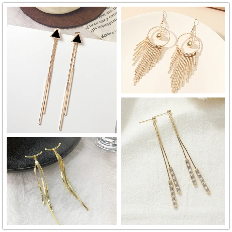 New Crystal Hanging Earrings for Women Korean Fashion Tassel Earrings Gold Color Metal Thread Dangle Earrings for Female
New Crystal Hanging Earrings for Women Korean Fashion Tassel Earrings Gold Color Metal Thread Dangle Earrings for Female