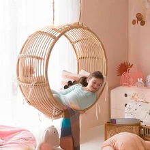 Real rattan hanging chair childrens indoor balcony swing home girls bedroom swing basket childrens room cradle chair