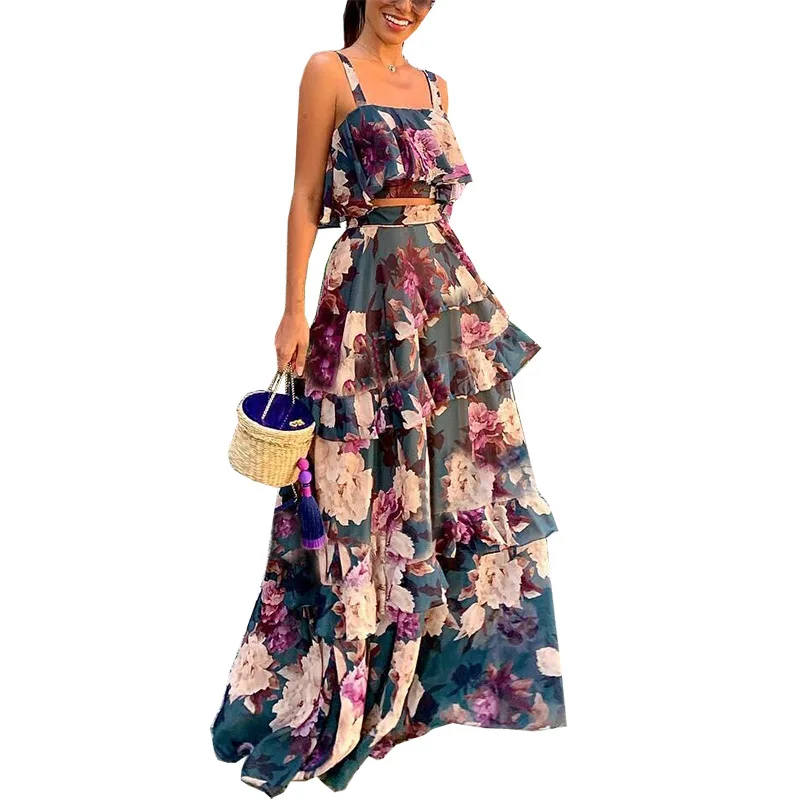 Women Summer Sexy Vintage High Waist Floral Print Casual Draped Bohemian Holiday Beach Maxi Dress 2 Piece Set
Women Summer Sexy Vintage High Waist Floral Print Casual Draped Bohemian Holiday Beach Maxi Dress 2 Piece Set